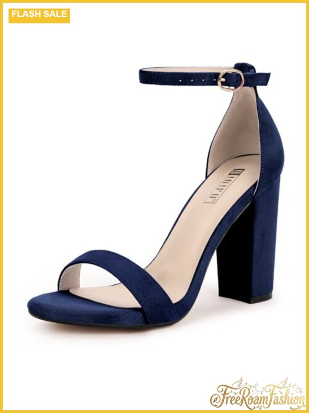 Women's 4-Inch Chunky Heel Sandals Open Toe Ankle Strap